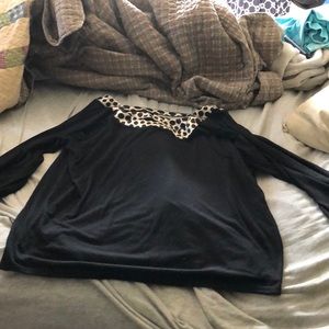 Lane Bryant black leopard skin long sleeved top.
